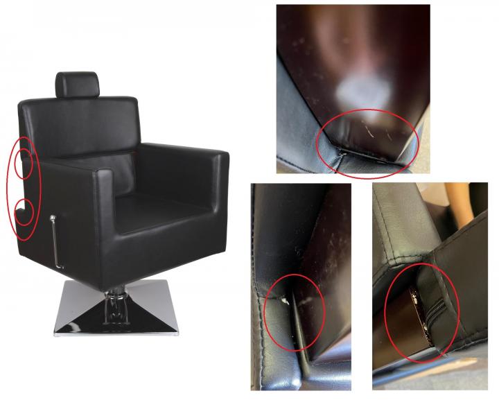 Fotel fryzjerski barberski Detail Larry - czarny (68) - II. jako - rysy, dziury i biae plamy