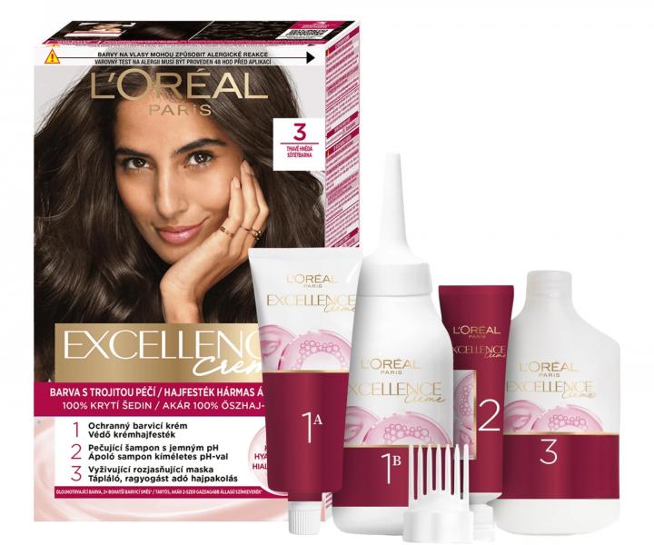 Farba do trwa�ej koloryzacji Lor�al Excellence Creme - 3 ciemny br�z