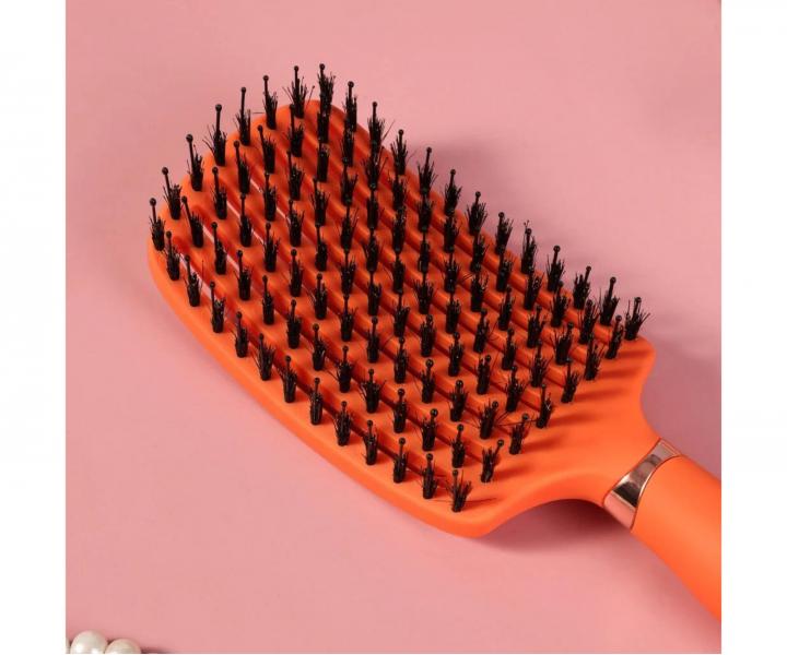 Szczotka do rozczesywania i suszenia w�os�w z w�osiem dzika i nylonowym Sister Young Ovia Hair Brush - pomara�czowa
