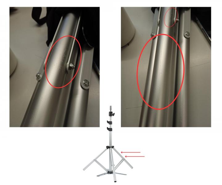 Statyw teleskopowy do g��wki treningowej fryzjerskiej Sibel - przeno�ny - II. jako�� - wady na powierzchni