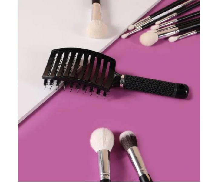 Szczotka do rozczesywania i suszenia w�os�w z w�osiem dzika i nylonowym Sister Young Zoco Hair Brush - czarna