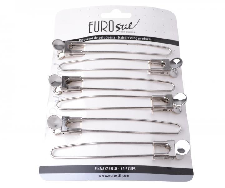 Spinki chromowane do w�os�w Eurostil Professional - 11,7 cm - srebrne - 6 szt.