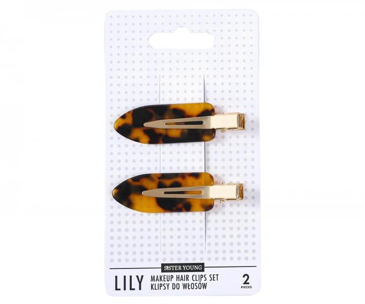 Spinki do w�os�w Sister Young Lily Makeup Hair Clips Set - 6 cm - 2 szt. - wz�r w panterk�