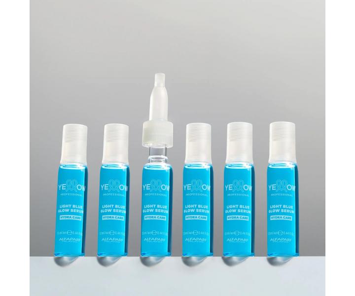 Serum roz�wietlaj�ce w ampu�kach nadaj�ce w�osom po�ysk Yellow Professional Hydra Care Light Blue Glow Serum - 6 x 13 ml
