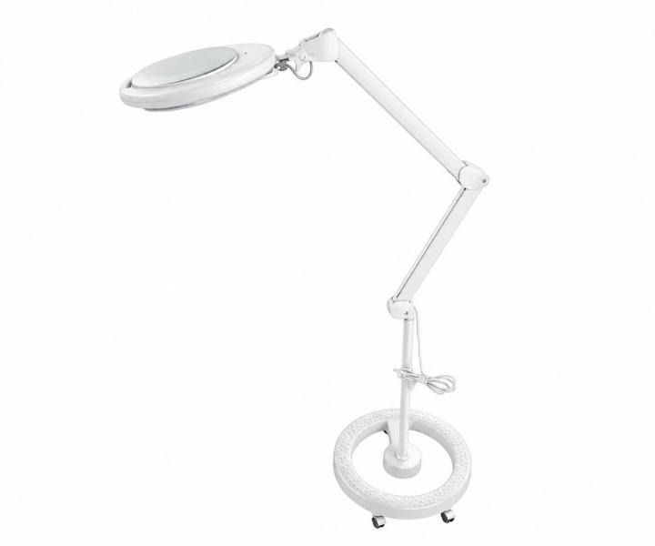 LED lampa z lup� na statywie oraz z uchwytem do blatu Weelko Mega+ White- 5 dioptrii