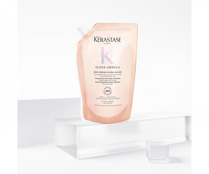 Szampon nawil�aj�co-rozja�niaj�cy do w�os�w grubych i pusz�cych si� K�rastase Gloss Absolu Bain Cr�me Hydra-Glaze-500 ml, zapas