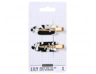 Spinki do w�os�w Sister Young Lily Makeup Hair Clips Set - 6 cm - 2 szt. - czarno-bia�e
