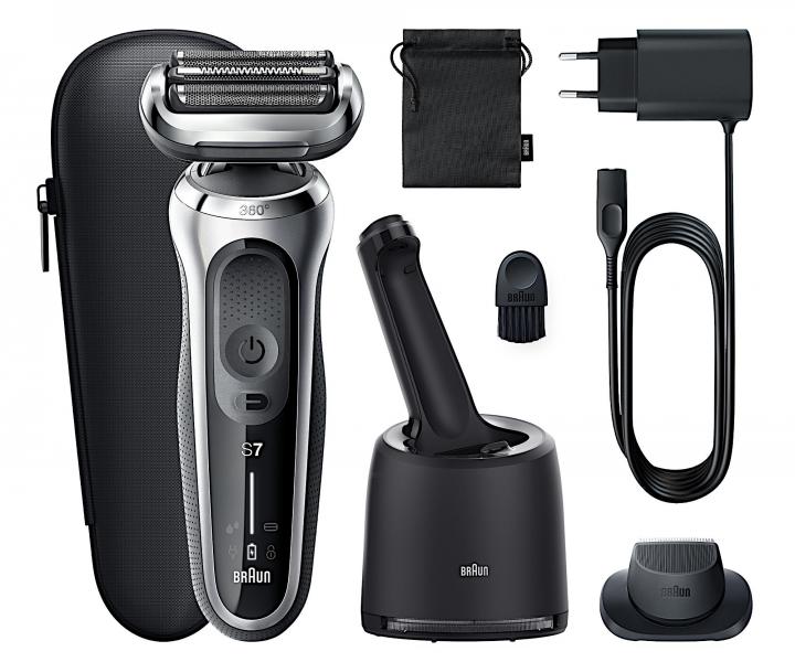 Golarka ze stacj� �aduj�co-czyszcz�c� Braun Series 7 71-7200cc - srebrna