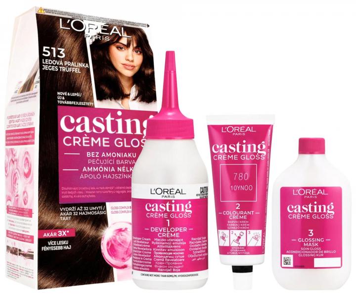 Farba do wosw bez amoniaku Loral Casting Crme Gloss - 513 mrona trufla