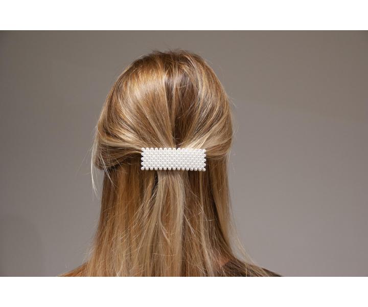 Ozdobne prostoktne spinki z perekami Eurostil Professional - 8 cm - 2 szt