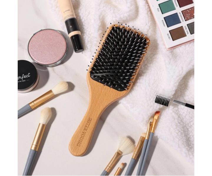 P�aska drewniana szczotka do w�os�w z w�osiem dzika i nylonowym Sister Young Vera Hair Brush - 24,3 x 8 cm