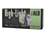 Profesjonalna folia fryzjerska aluminiowa Sibel - 15 mikronw - 100 m - zielona