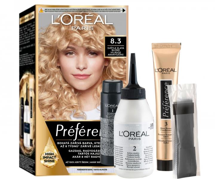 Farba do trwa�ej koloryzacji Lor�al Pr�f�rence 8.3 jasny z�ocisty blond