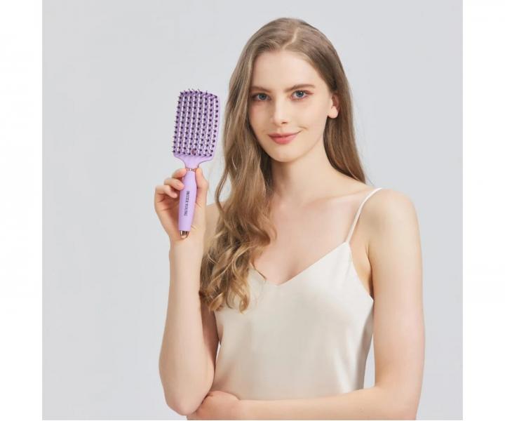 Szczotka do rozczesywania i suszenia w�os�w z w�osiem dzika i nylonowym Sister Young Ovia Hair Brush - fioletowa