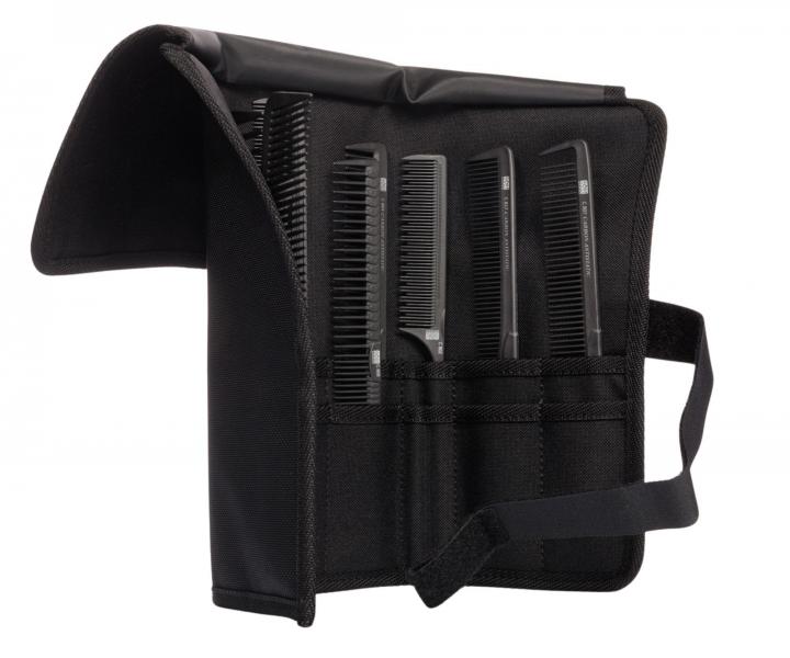 Zestaw profesjonalnych grzebieni karbonowych w etui Kasho CC-Roll Set - czarny