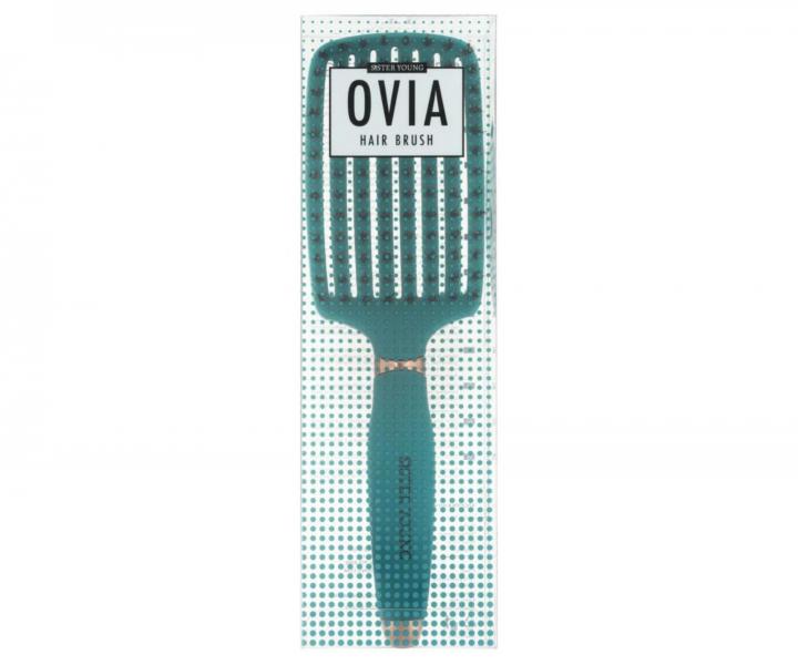Szczotka do rozczesywania i suszenia w�os�w z w�osiem dzika i nylonowym Sister Young Ovia Hair Brush - ciemnozielona