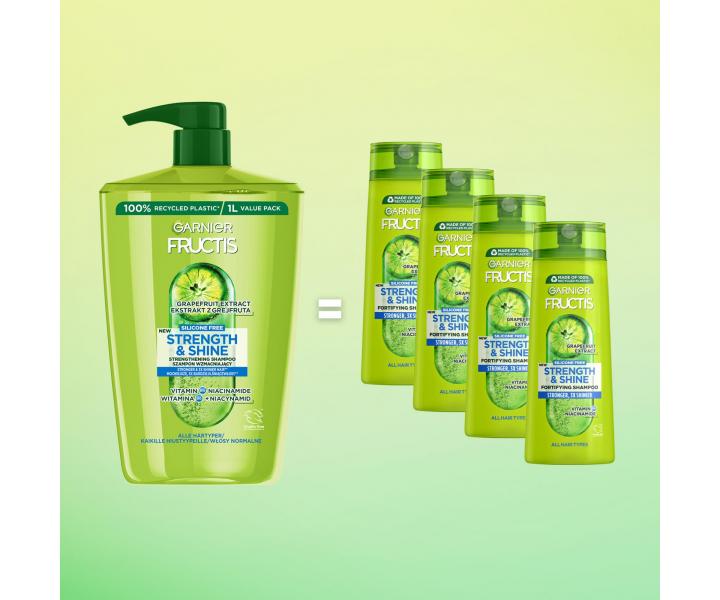 Szampon wzmacniajcy do wszystkich rodzajw wosw pozbawionych blasku i siy Garnier Fructis Strength & Shine - 1000 ml