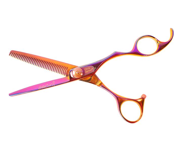 Seria profesjonalnych noyczek fryzjerskich Olivia Garden SilkCut Shear Rainbow Edition - tczowe