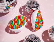 Szczotka do rozczesywania wosw Tangle Teezer Compact Rainbow Galore - biao-czerwona