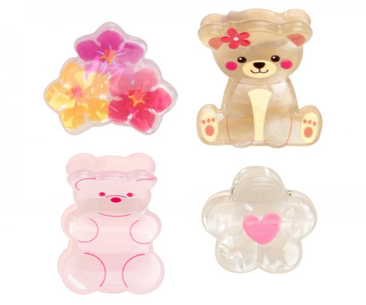 Weso�e spineczki klamerki do w�os�w dla dzieci Invisibobble Clipstar Kids Bearly Bloomed - 4 szt.