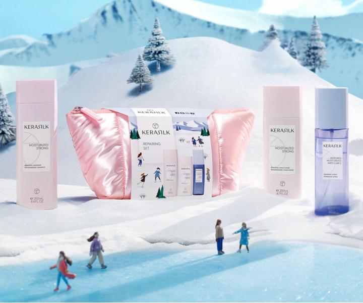 Zestaw upominkowy regeneruj�cy do w�os�w suchych i zniszczonych Kerasilk Repairing Set + kosmetyczka gratis