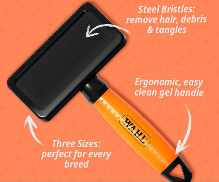 P�aska szczotka do rozczesywania sier�ci zwierz�t Wahl Slicker Brush Large 58424 - pomara�czowa