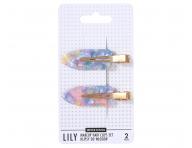 Spinki do w�os�w Sister Young Lily Makeup Hair Clips Set - 6 cm - 2 szt. - r�owo-niebieskie