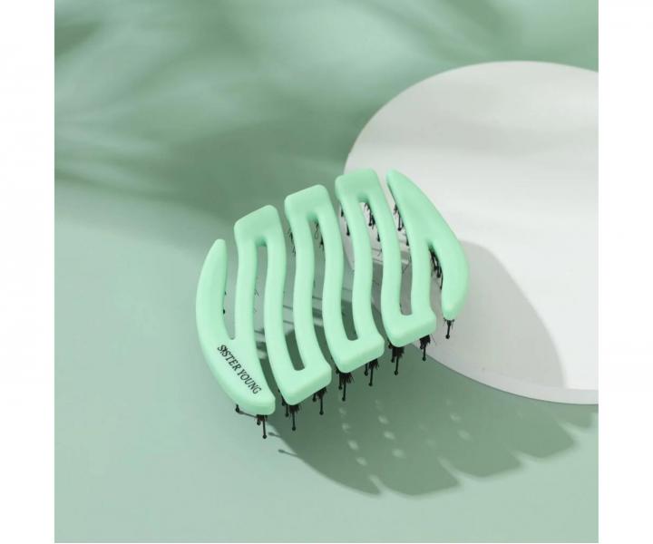 Szczotka do w�os�w z w�osiem dzika i nylonowym Sister Young Mila Pocket Hair Brush - jasnozielona