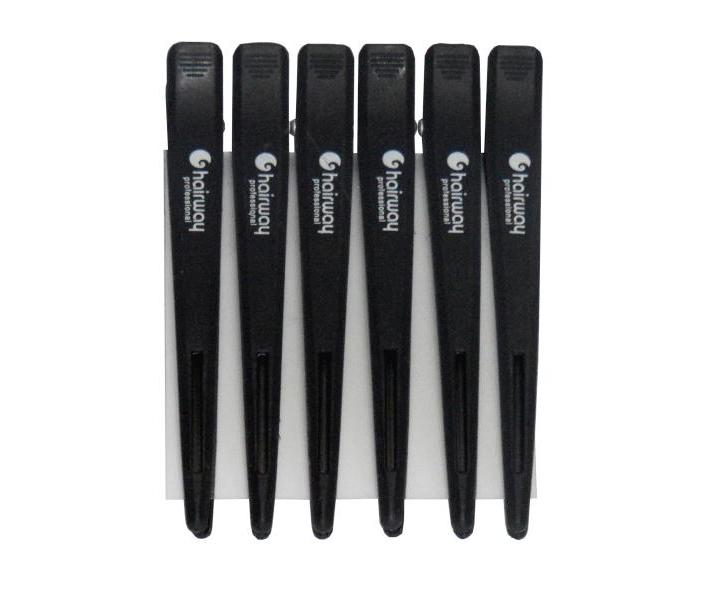 Klipsy do wosw karbonowe Hairway - 12 cm - 6 szt - czarne