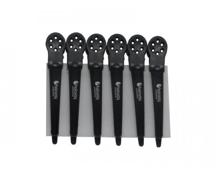Klipsy do wosw karbonowe Hairway - 10 cm - 6 szt - czarne