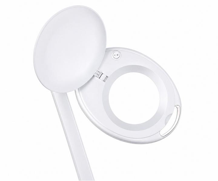 LED lampa z lup� na statywie oraz z uchwytem do blatu Weelko Mega+ White- 5 dioptrii