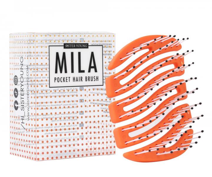 Szczotka do w�os�w z w�osiem nylonowym Sister Young Mila Pocket Hair Brush - pomara�czowa