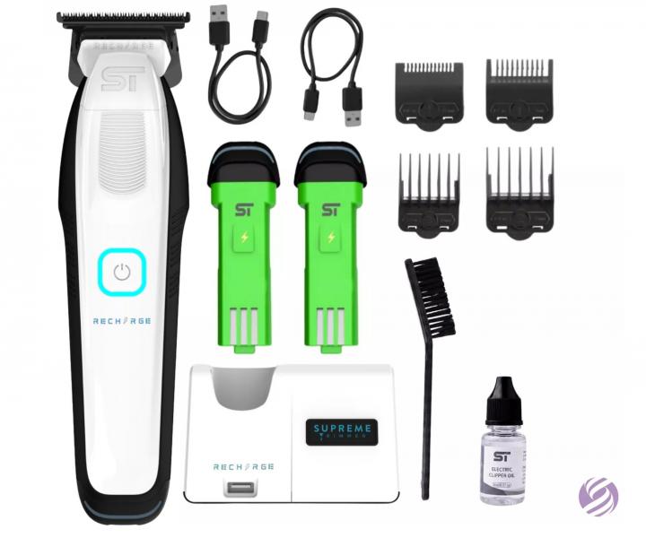 Profesjonalny trymer do w�os�w z wymiennymi akumulatorami Supreme Trimmer Recharge ST777/W - bia�y