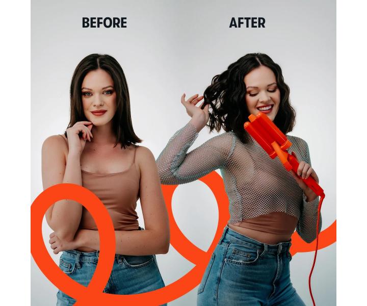 Wielofunkcyjna potrjna lokwka do rnych stylizacji wosw Freylish Hair Curler Pro - 25 mm i 32 mm - pomaraczowa