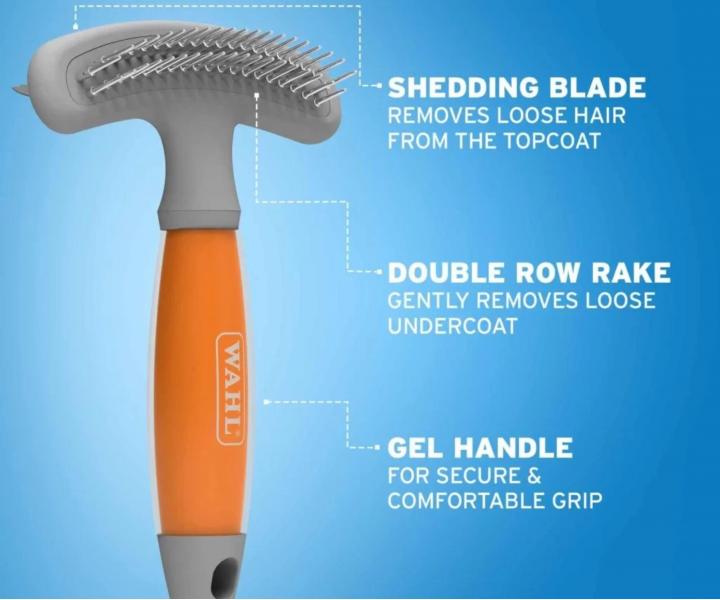 Dwustronny grzebie� do wyczesywania sier�ci zwierz�t Wahl Professional Double Row Rake 58443 - pomara�czowy