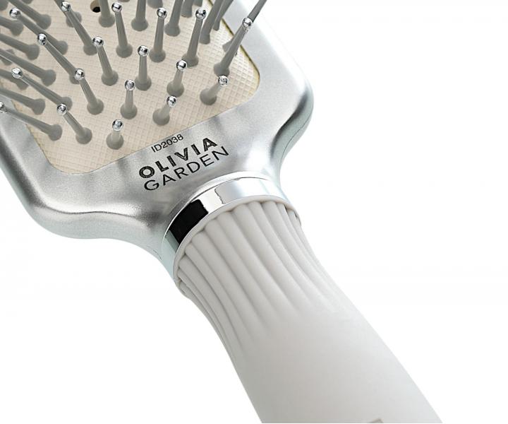 Szczotka do wosw z mikk poduszk Olivia Garden Expert Rectangular Silver Small - srebrna