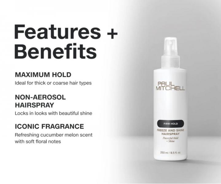 Lakier do w�os�w bez aerozolu mocno utrwalaj�cy Paul Mitchell Firm Hold Freeze and Shine Hairspray - 250 ml