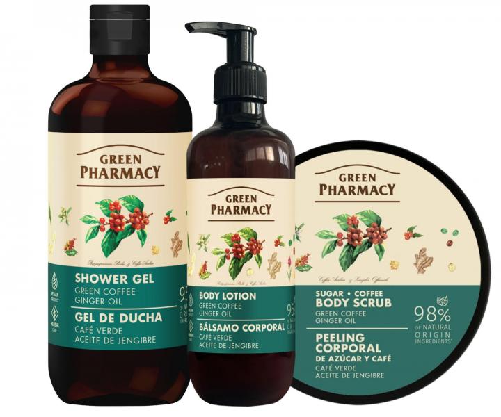 Zestaw upominkowy do piel�gnacji ca�ego cia�a z zielon� kaw� i olejkiem imbirowym Green Pharmacy