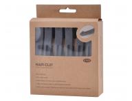 Klipsy do wosw Eurostil Professional - 12 cm - 6 szt - ciemnoszare