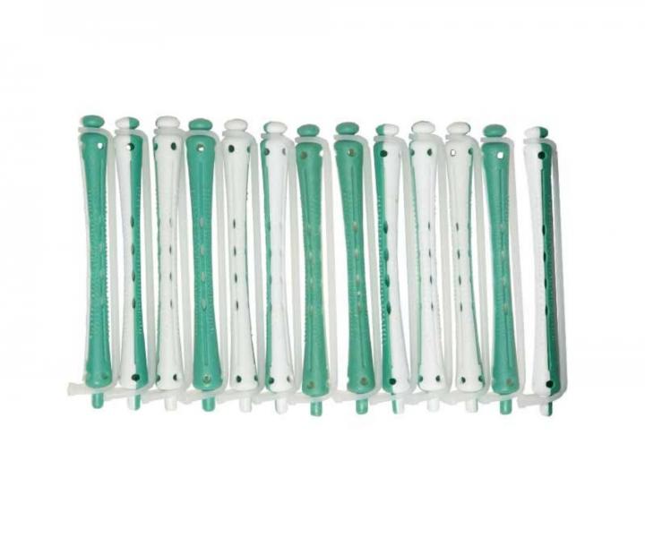 Plastikowe wa�ki do trwa�ej ondulacji Duko 1161 - �rednica 6 mm - 12 szt. - zielono-bia�e