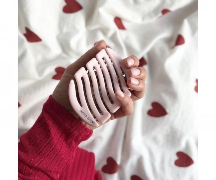 Szczotka do w�os�w z w�osiem dzika i nylonowym Sister Young Mila Pocket Hair Brush - jasnor�owa