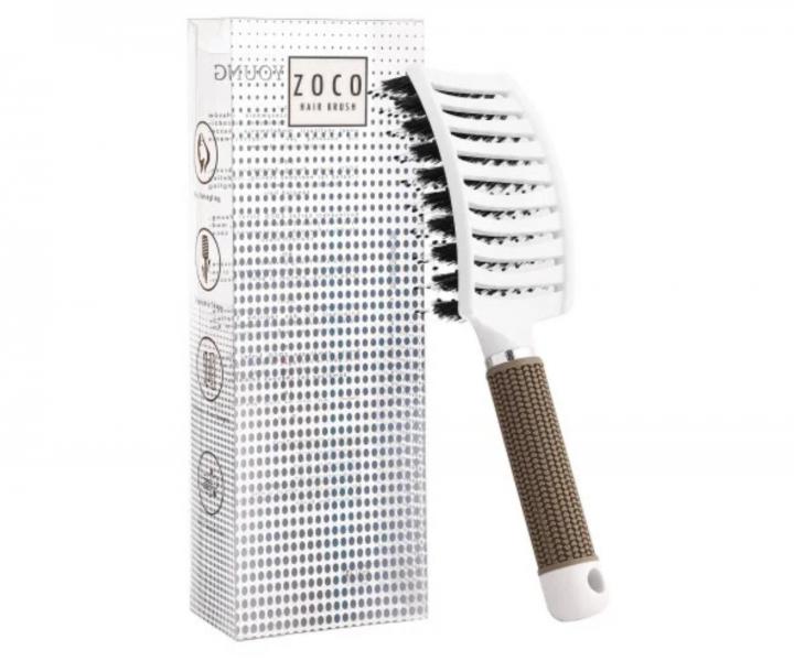 Szczotka do rozczesywania i suszenia w�os�w z w�osiem dzika i nylonowym Sister Young Zoco Hair Brush - bia�a