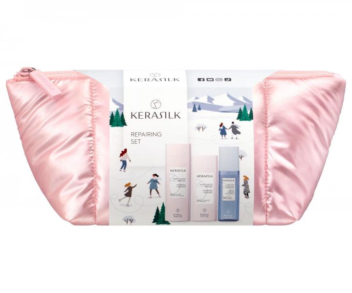 Zestaw upominkowy regeneruj�cy do w�os�w suchych i zniszczonych Kerasilk Repairing Set + kosmetyczka gratis