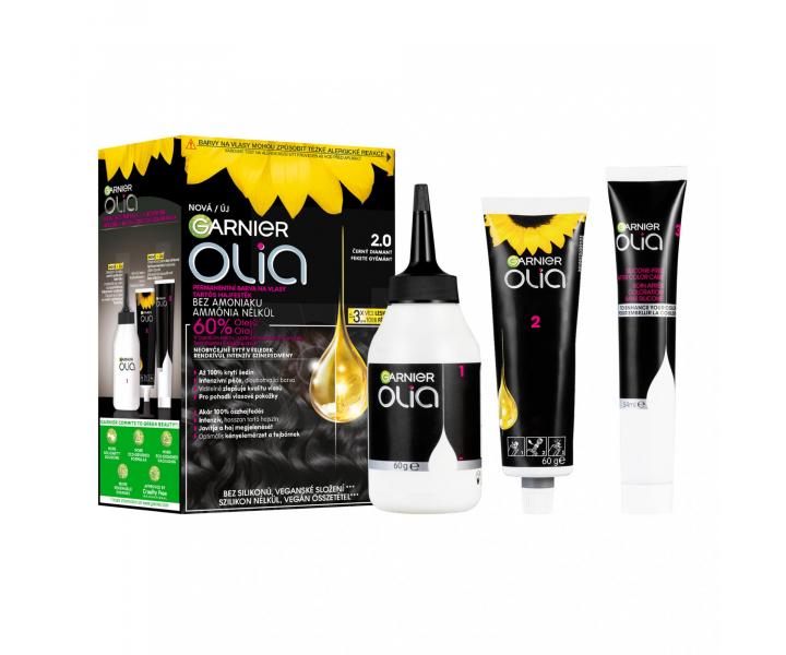 Trwaa farba z olejkami Garnier Olia - 2.0 czarny diament