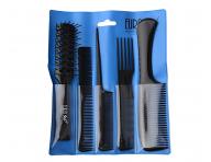 Zestaw profesjonalnych grzebieni ze szczotk Eurostil Professional - 5 szt - czarny