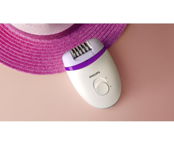 Depilator damski Philips Satinelle 2000 BRE225/00 - bia�o-fioletowy - rozpakowany, uszkodzone opakowanie