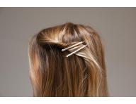 Ozdobna paska spinka do wosw z perami Eurostil Professional - zota - 7 cm - 2 szt