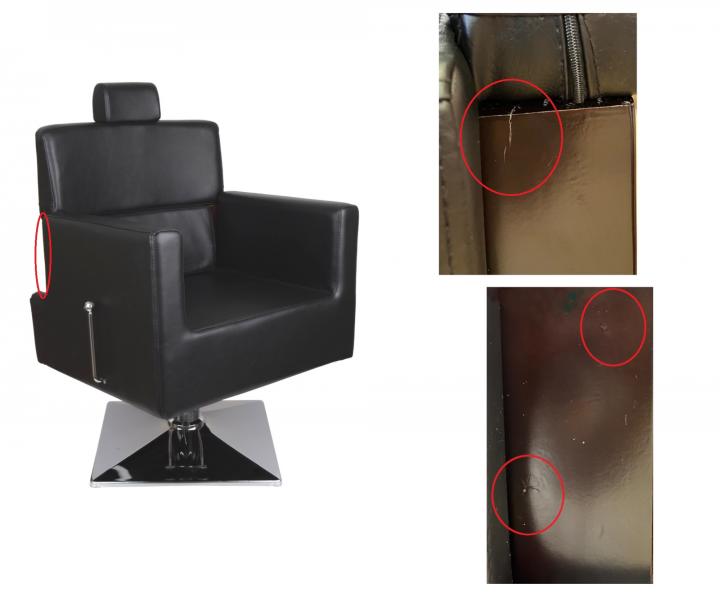 Fotel fryzjerski barberski Detail Larry - czarny (68) - II. jako - pknicie i otarcia na drewnianym elemencie oparcia