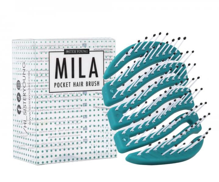 Szczotka do w�os�w z w�osiem nylonowym Sister Young Mila Pocket Hair Brush - ciemnozielona