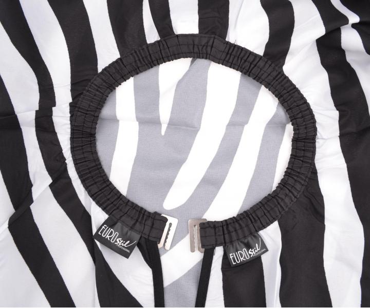 Peleryna fryzjerska do strzyenia Eurostil Professional - zebra - metalowy haczyk